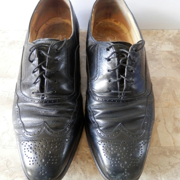 Vintage French Shriner Men\'s Black Wingtip Oxfords